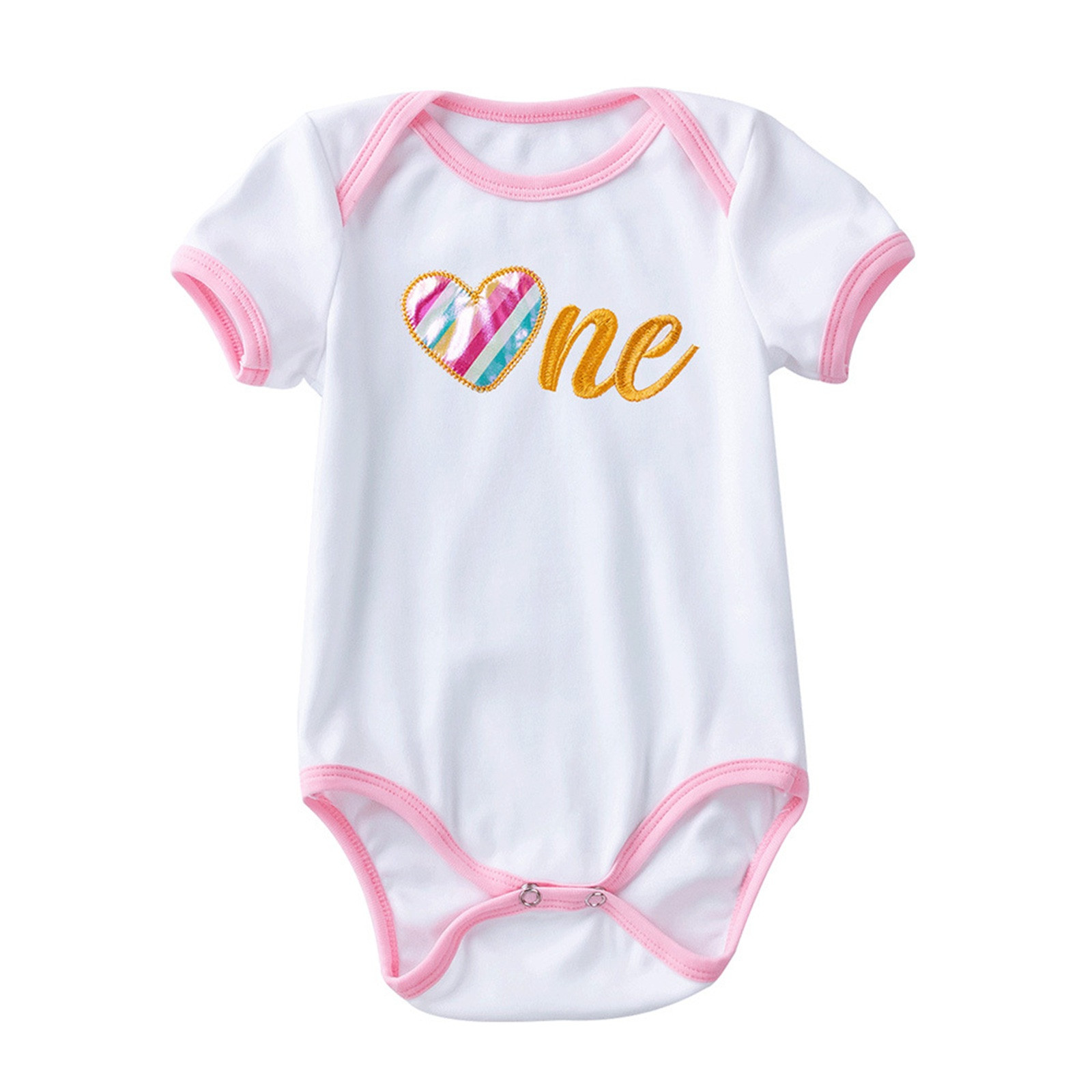 Baby Girls Boys Print Summer Spring Birthday Short Sleeve Romper Bodysuit Clothes 4 Month Baby Girl Clothes Shirt Girl 7